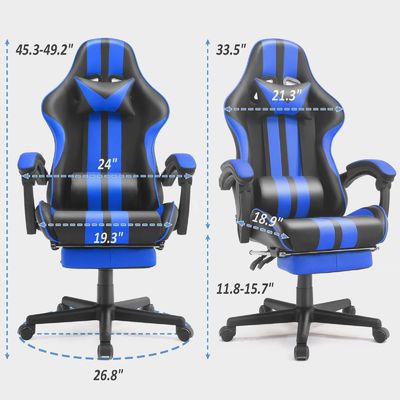 Ergonomische spelstoel in racestijl met hoofdsteun en rugsteun