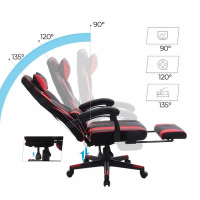 Racing gaming stoel met voetsteun kantelmechanisme en lumbale steun draaiende stoel stijl