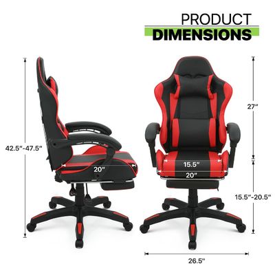 360 draaibare high back gaming stoel met voetensteun hoofdsteun lendensteun hoogte verstelbaar