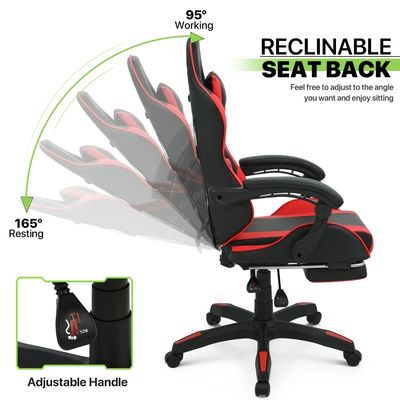 360 draaibare high back gaming stoel met voetensteun hoofdsteun lendensteun hoogte verstelbaar
