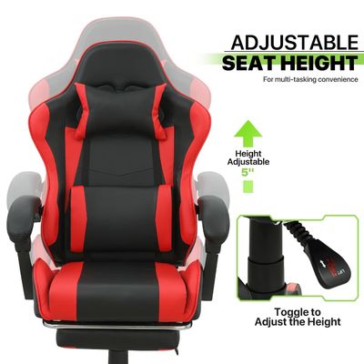 360 draaibare high back gaming stoel met voetensteun hoofdsteun lendensteun hoogte verstelbaar