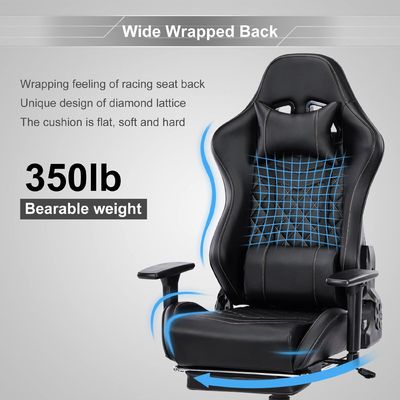 Massage Gaming Chair voor volwassenen 350 lbs Versterkte basis Verstelbare armsteun Draaiende stijl