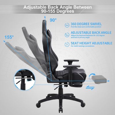 Massage Gaming Chair voor volwassenen 350 lbs Versterkte basis Verstelbare armsteun Draaiende stijl