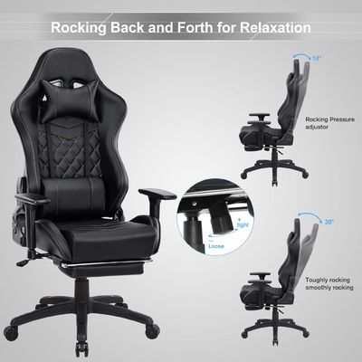 Massage Gaming Chair voor volwassenen 350 lbs Versterkte basis Verstelbare armsteun Draaiende stijl