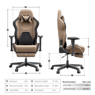 Mute PU Wheel Racing Gaming Chair met ergonomische lumbale steun en postverpakking