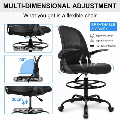Flip-up armleuningen Executive ergonomische stoel met lumbale steun en metalen ijzer