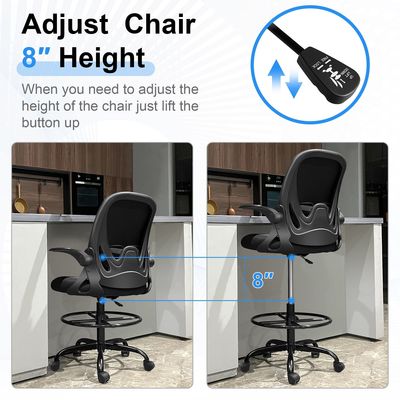 Flip-up armleuningen Executive ergonomische stoel met lumbale steun en metalen ijzer