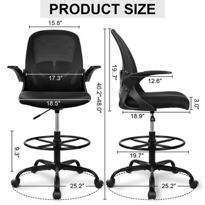 Flip-up armleuningen Executive ergonomische stoel met lumbale steun en metalen ijzer
