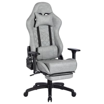 Moderne design gaming stoel met voetzouder en 3 gas lift PU leer hoge rug verstelbaar