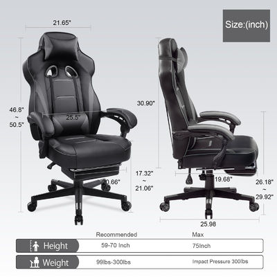 27.16&quot;D x 20.66&quot;W x 47.24&quot;H in ergonomische gaming stoel met been- en voetzorg