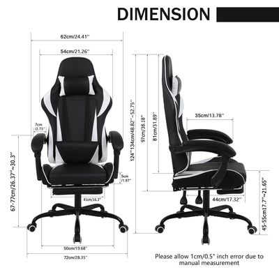 Iron High Back Racing Style Ergonomische gaming stoel met lumbale steun en voetstaand