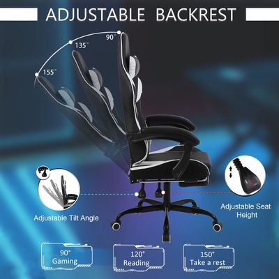 Iron High Back Racing Style Ergonomische gaming stoel met lumbale steun en voetstaand