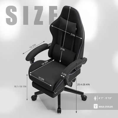 350 lbs Gewichtscapaciteit Grote en hoge gaming stoel Product afmetingen 22&quot;D x 32&quot;W x 11&quot;H