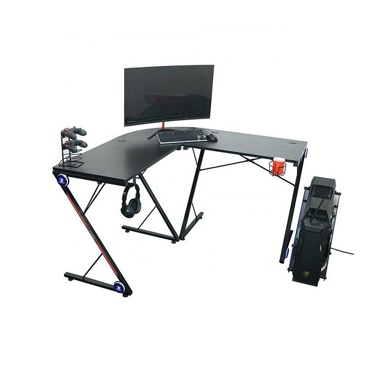 Werkruimte Home Office L-vormige computerspeltafel met ronde hoekmonitorstand