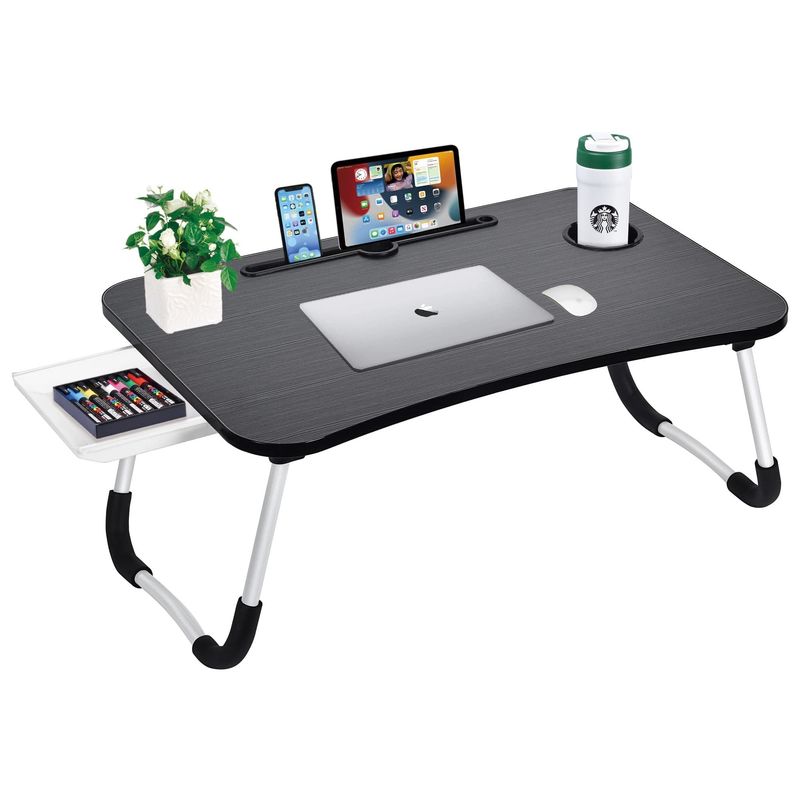 Draagbare opvouwbare laptop bed tafel bureau bak met cup holder 15.7 &quot;D x 23.6&quot; W x 11 &quot;H