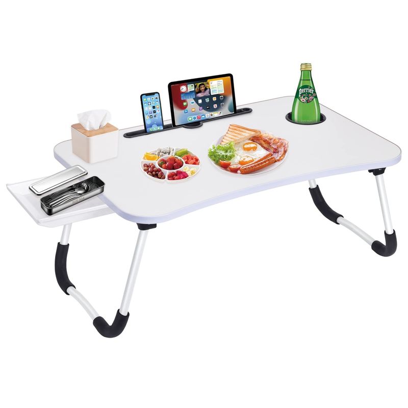 Houten Laptop Bed Table Desk Tray met Cup Holder Grote Draagbare Opvouwbare Lap Desk