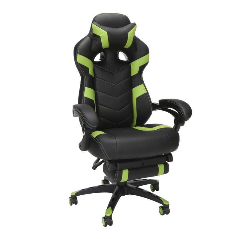Metalen aluminium ergonomische gamingcomputerstoel met geïntegreerde hoofdsteun