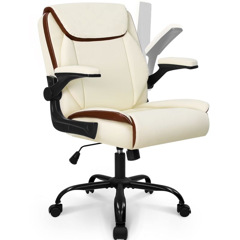 Verstelbare rugsteun Home Office stoel met flip-up armsteun en draaiwielen