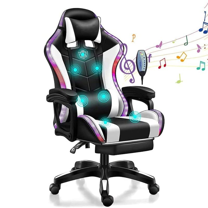 7-punts massage computer kantoor gaming mesh stoel met rgb lichten en verstelbare hoogte
