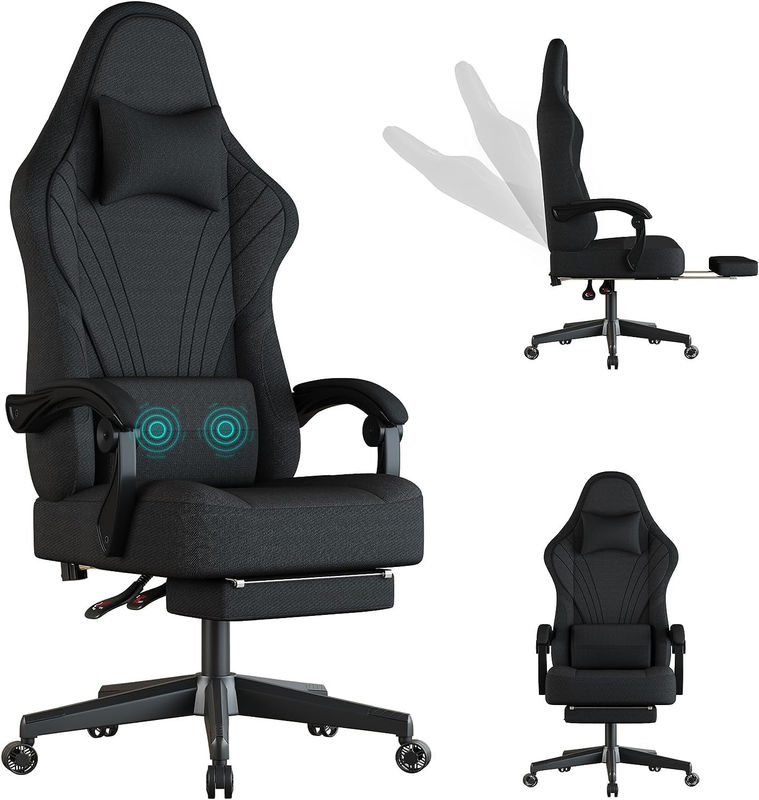 ALINUNU Ergonomische computerspelstoel met voetensteun Aanpasbare kleur Draaiende stoel