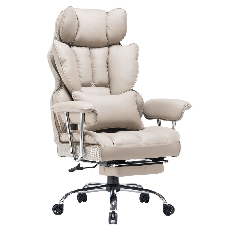 Optioneel beensteun en lumbaalsteun High Back PU Leather Swivel Chair voor comfort