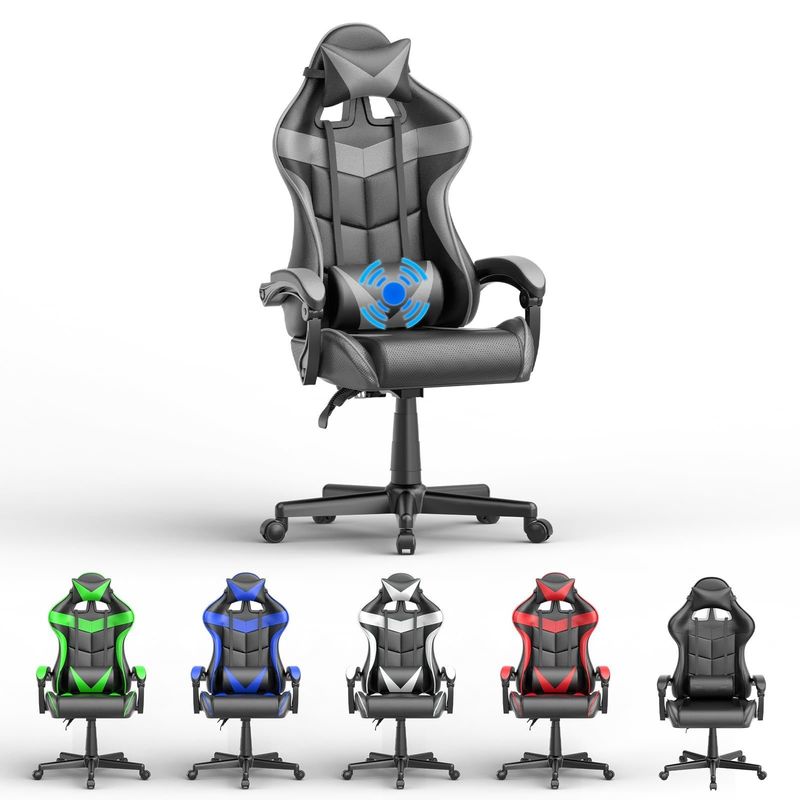 Krijg de Ultimate Gaming Experience PU Gaming Chair met Massage 33&quot;D x 24&quot;W x 49.2&quot;H