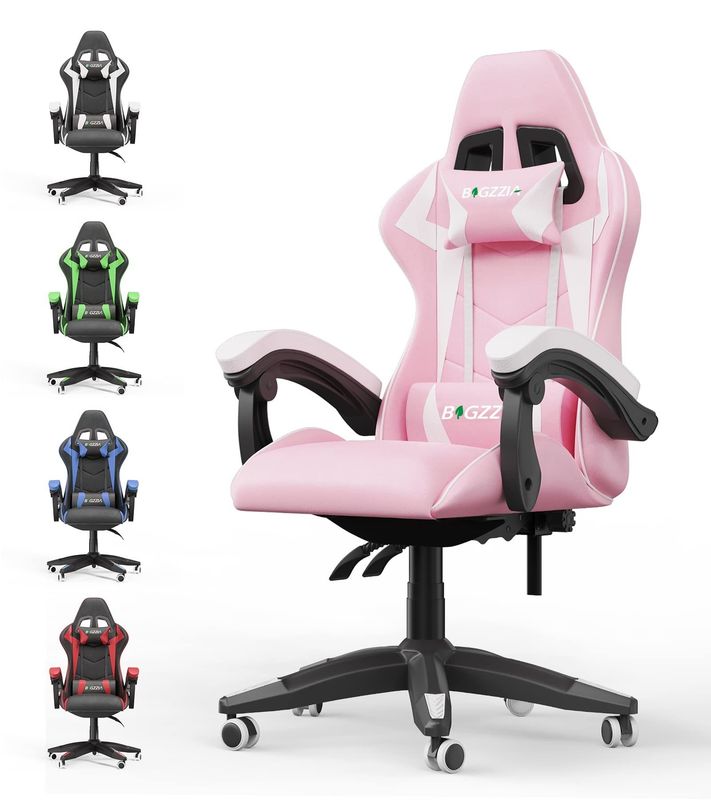 3 Gas Lift Reclining Video Game Stoel met hoofdsteun en Lumbal Support Comfortabel