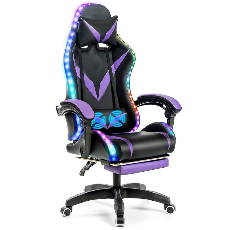 Postverpakking Ergonomische RGB-gamingstoel met massage en LED-lichten Draaiende stoel