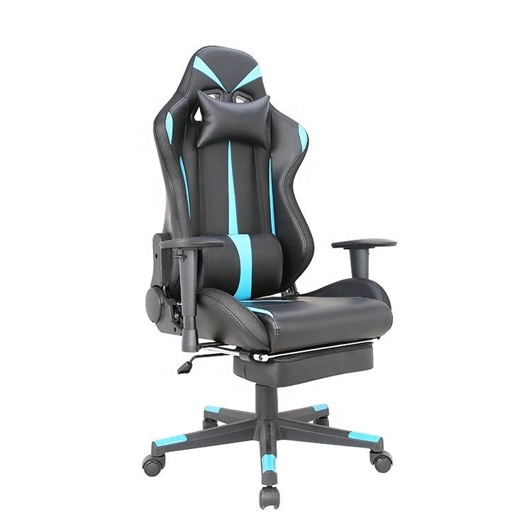 Klaar om te verzenden Zwarte en blauwe Echte Lederen Rocker Gaming Chair voor kantoormeubelen