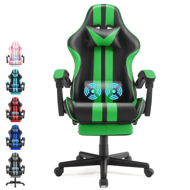ALINUNU Ergonomische Racing Style PC Game Computerstoel met hoofdsteun en lendenen steun